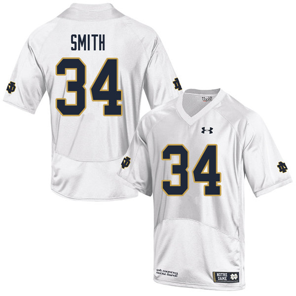 Men's NCAA Notre Dame Fighting Irish #34 Jahmir Smith Stitched College Under Armour Authentic White Big & Tall Football Jersey YR10G18BA